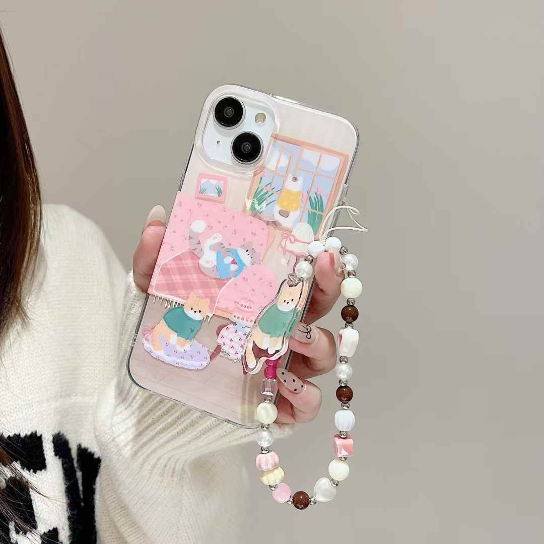 Cat Rest In Home Silicon iPhone Case With Charm