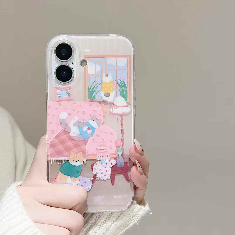 Cat Rest In Home Silicon iPhone Case With Charm