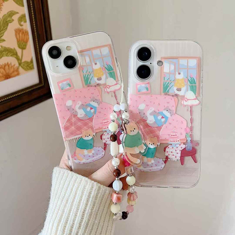 Cat Rest In Home Silicon iPhone Case With Charm
