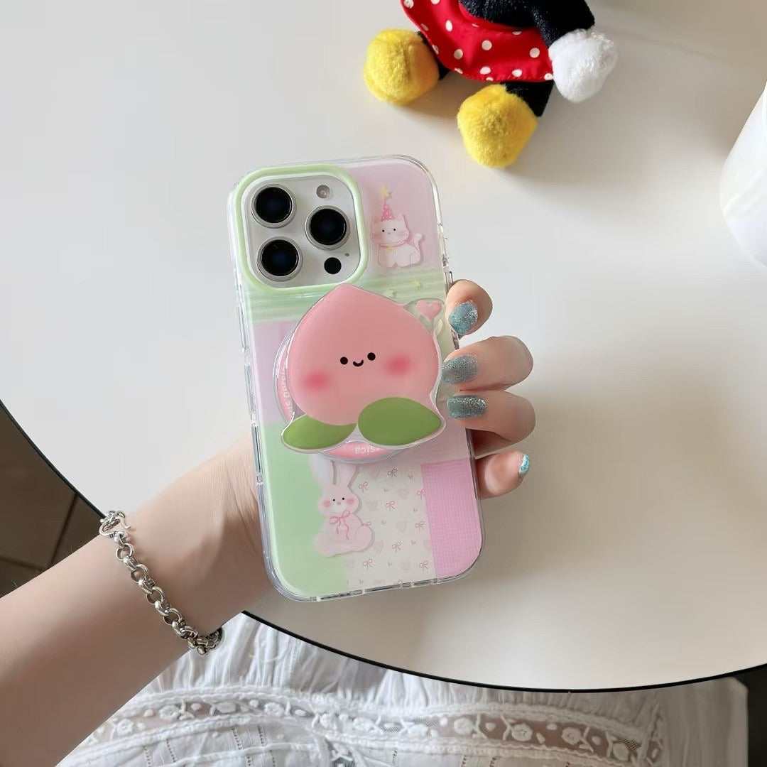 Cute Peach Cartoon Magsafe iPhone Case with Magsafe Holder