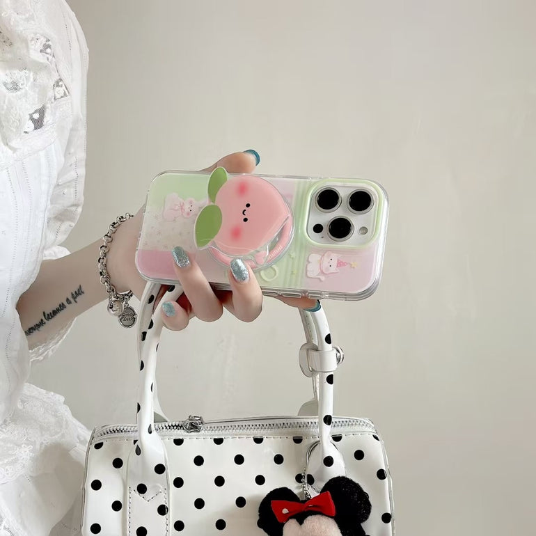 Cute Peach Cartoon Magsafe iPhone Case with Magsafe Holder
