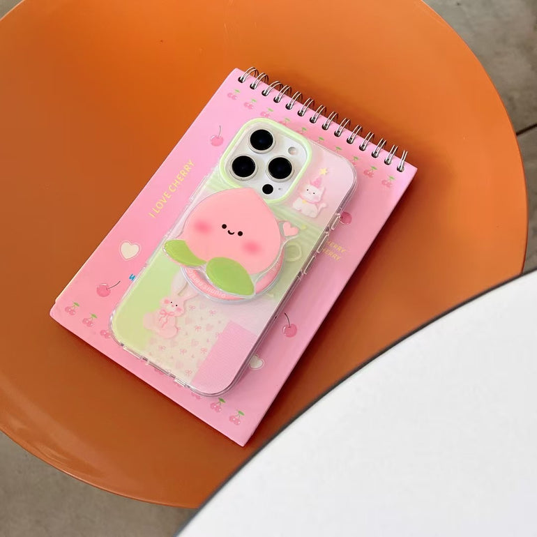 Cute Peach Cartoon Magsafe iPhone Case with Magsafe Holder