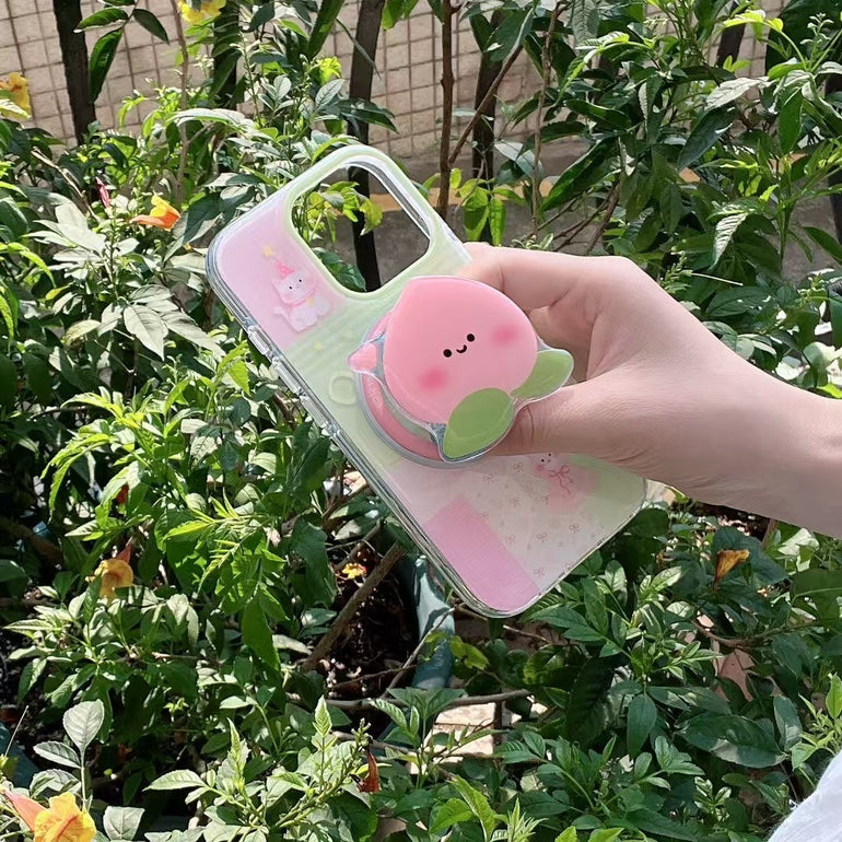 Cute Peach Cartoon Magsafe iPhone Case with Magsafe Holder