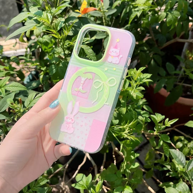 Cute Peach Cartoon Magsafe iPhone Case with Magsafe Holder