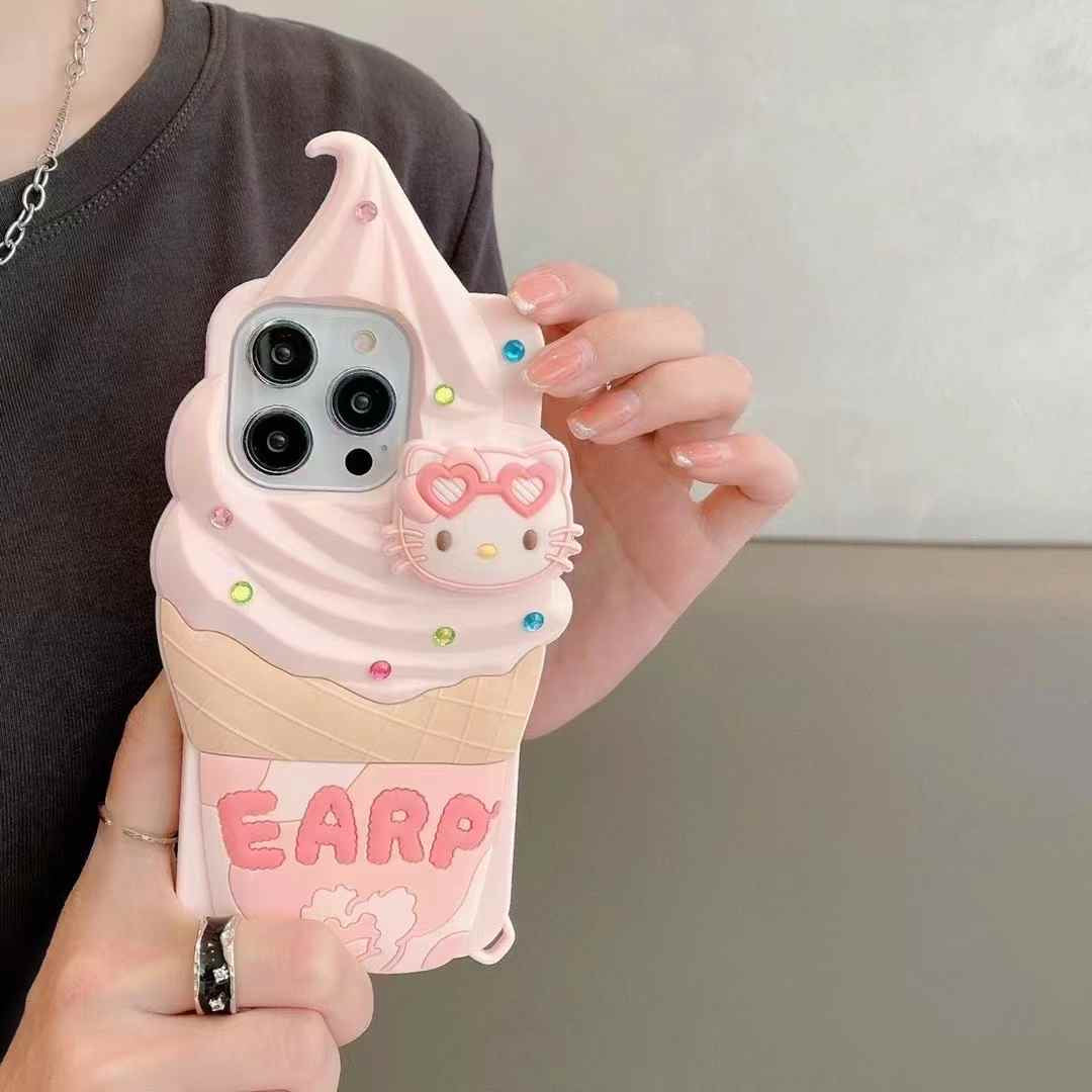 Kitty Flavour Ice Cream 3D Silicon Case For iPhone