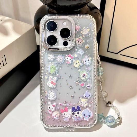 Glitter iPhone Case – Clear Sanrio Character Cover with Sparkling Star Beads
