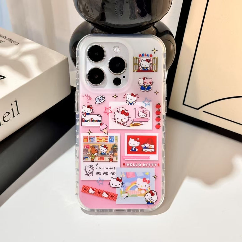 Cute Kitty Best Friends iPhone Case with Beaded Charm – Pink Cartoon Design