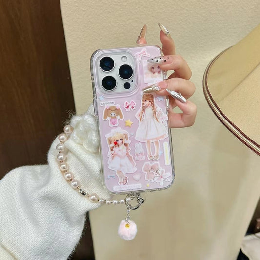 Barbie Doll Silicon Case For iPhone With Pom Pom Beaded Charm