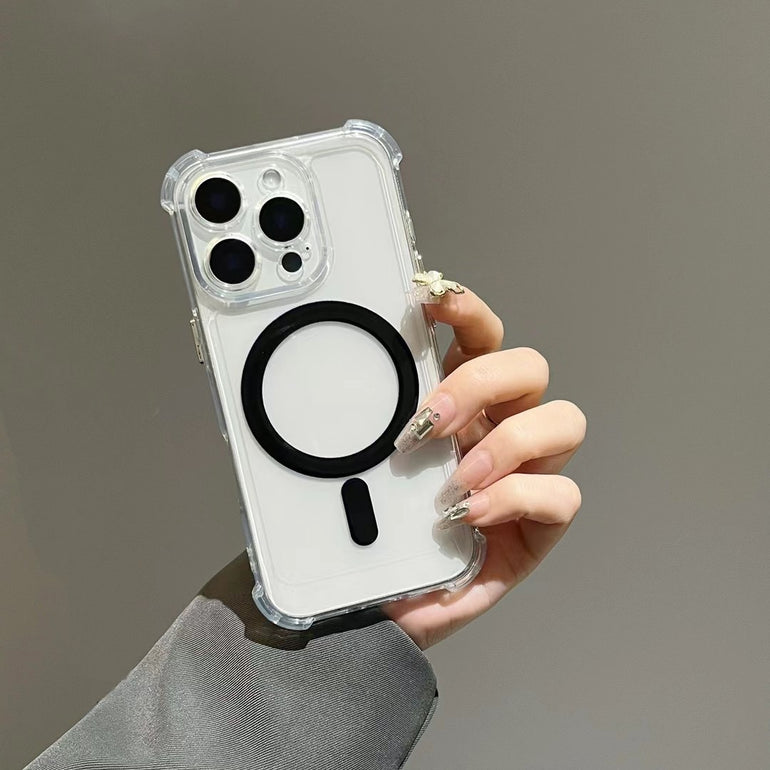 Clear MagSafe iPhone Case Collection – Shockproof Transparent Back Cover with Color Ring