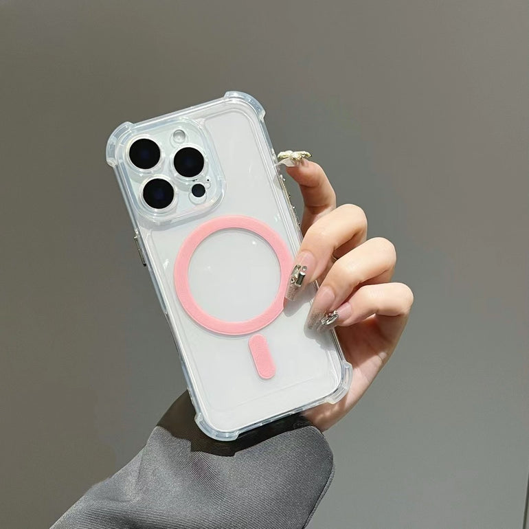Clear MagSafe iPhone Case Collection – Shockproof Transparent Back Cover with Color Ring