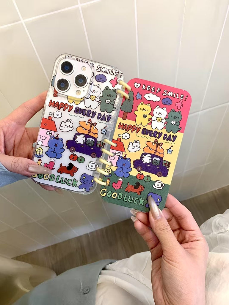 Happy Every Day ! Diary Flip Case For iPhone