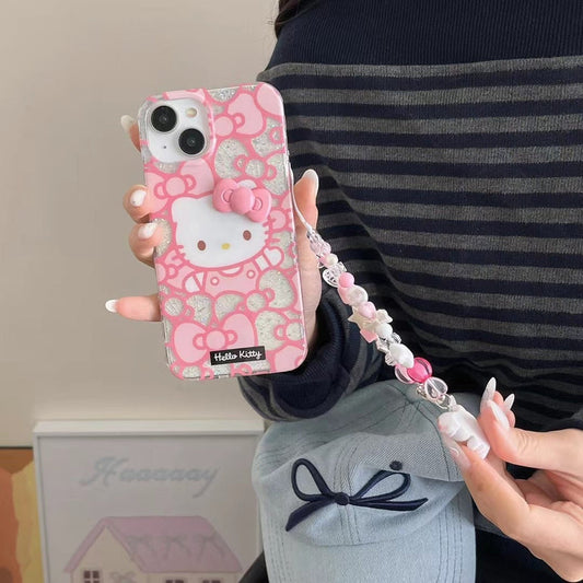Kitty In Bows Silicon iPhone Case With Charm