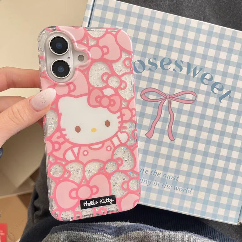 Kitty In Bows Silicon iPhone Case With Charm