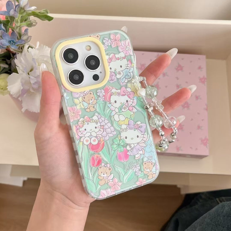 Kitty Family Silicon Case For iPhone With Charm