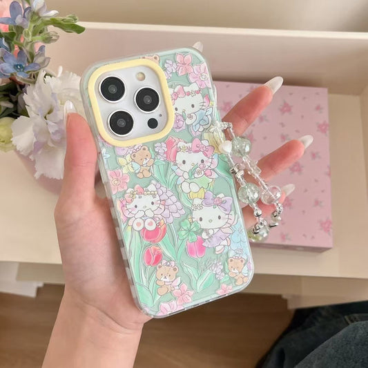 Kitty Family Silicon Case For iPhone With Charm