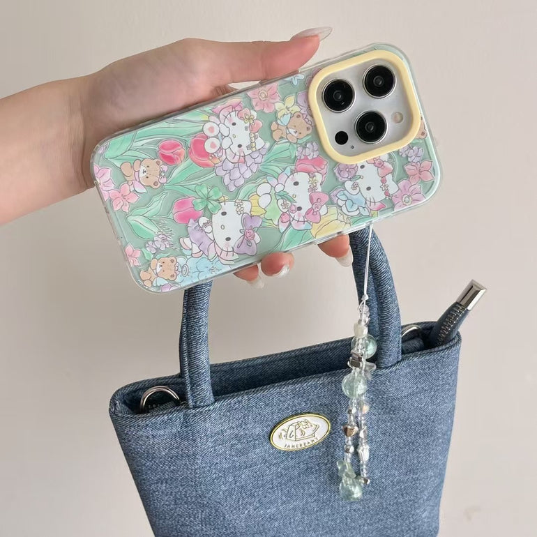 Kitty Family Silicon Case For iPhone With Charm