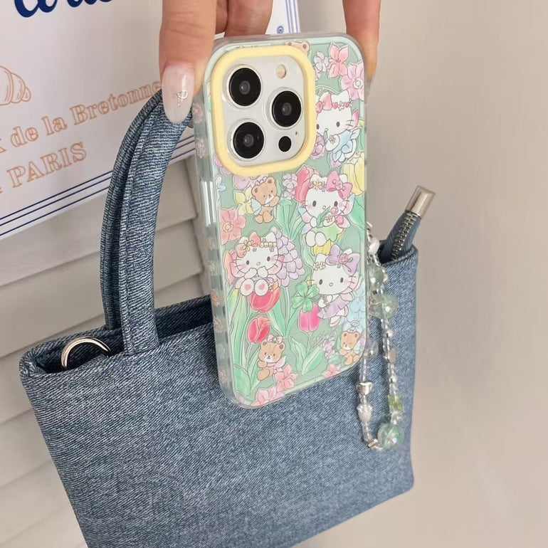 Kitty Family Silicon Case For iPhone With Charm