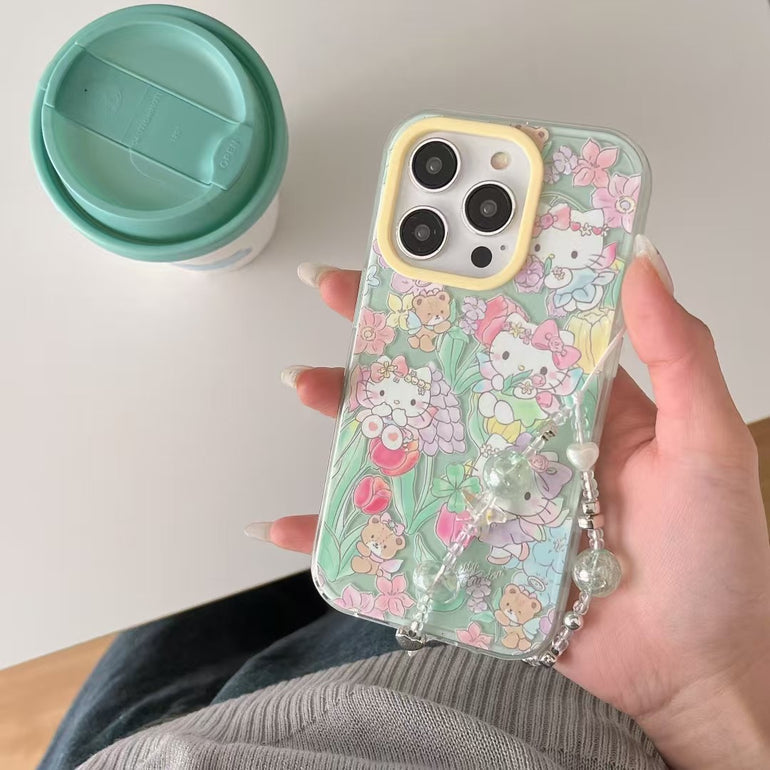Kitty Family Silicon Case For iPhone With Charm