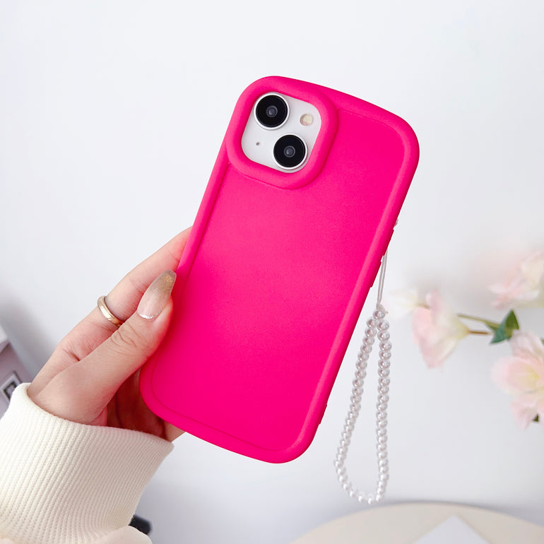 Solid Color iPhone Case With Beaded Charm ( Deep Pink )