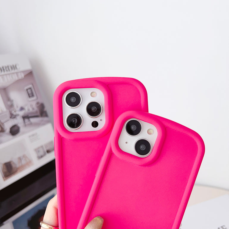 Solid Color iPhone Case With Beaded Charm ( Deep Pink )