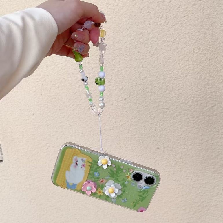 Cute Cat With Flower Silicon iPhone Case With Charm