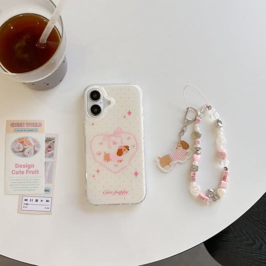 Dog In Heart Silicon iPhone Case With Charm
