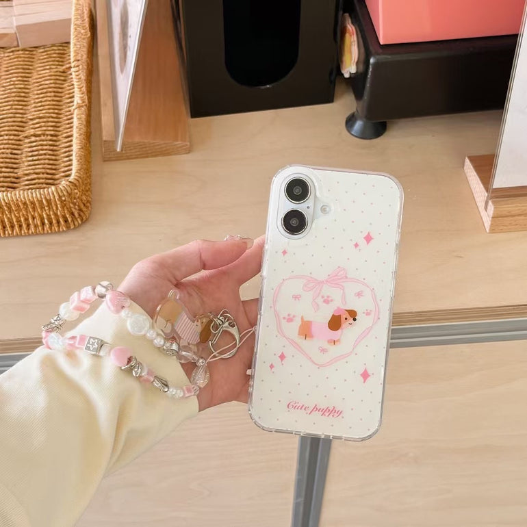 Dog In Heart Silicon iPhone Case With Charm