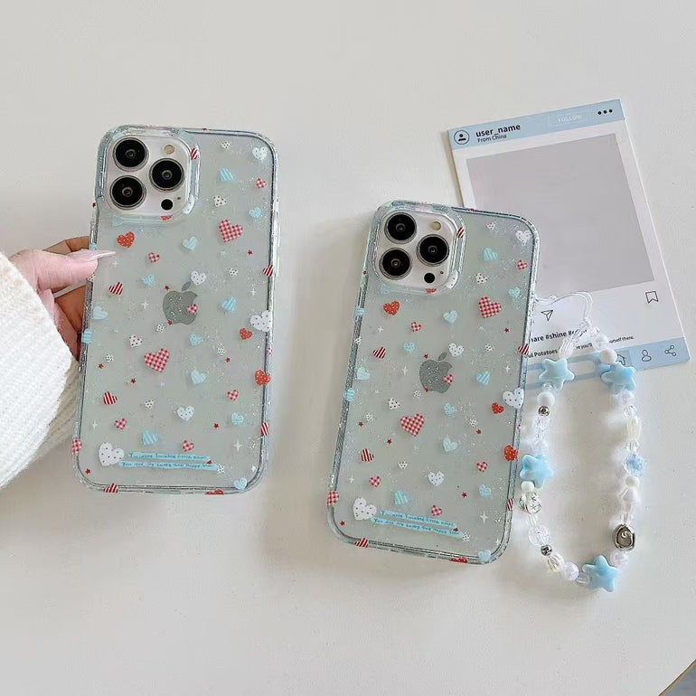 Heart Family Silicon Case For iPhone Case With Charm