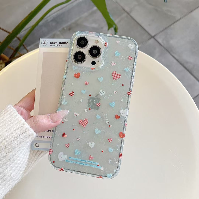 Heart Family Silicon Case For iPhone Case With Charm