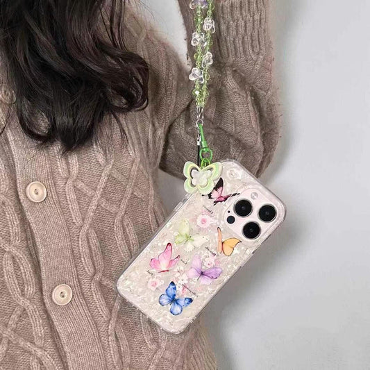 Floral Butterfly Silicon iPhone Case With Butterfly Charm
