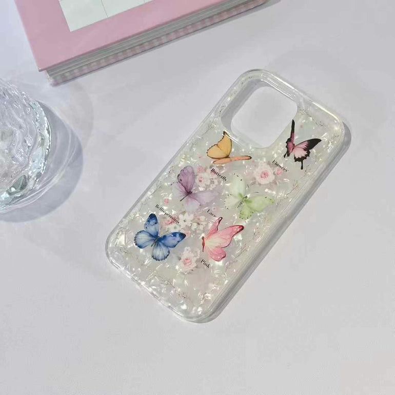 Floral Butterfly Silicon iPhone Case With Butterfly Charm