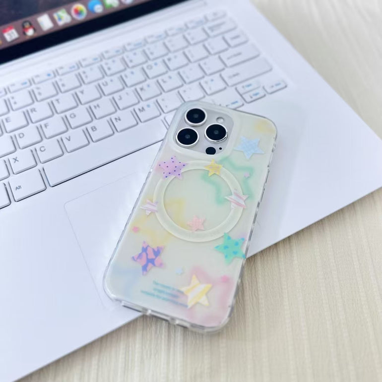 Colorful Stars Silicon Magsafe Case For iPhone With Magsafe HolderF