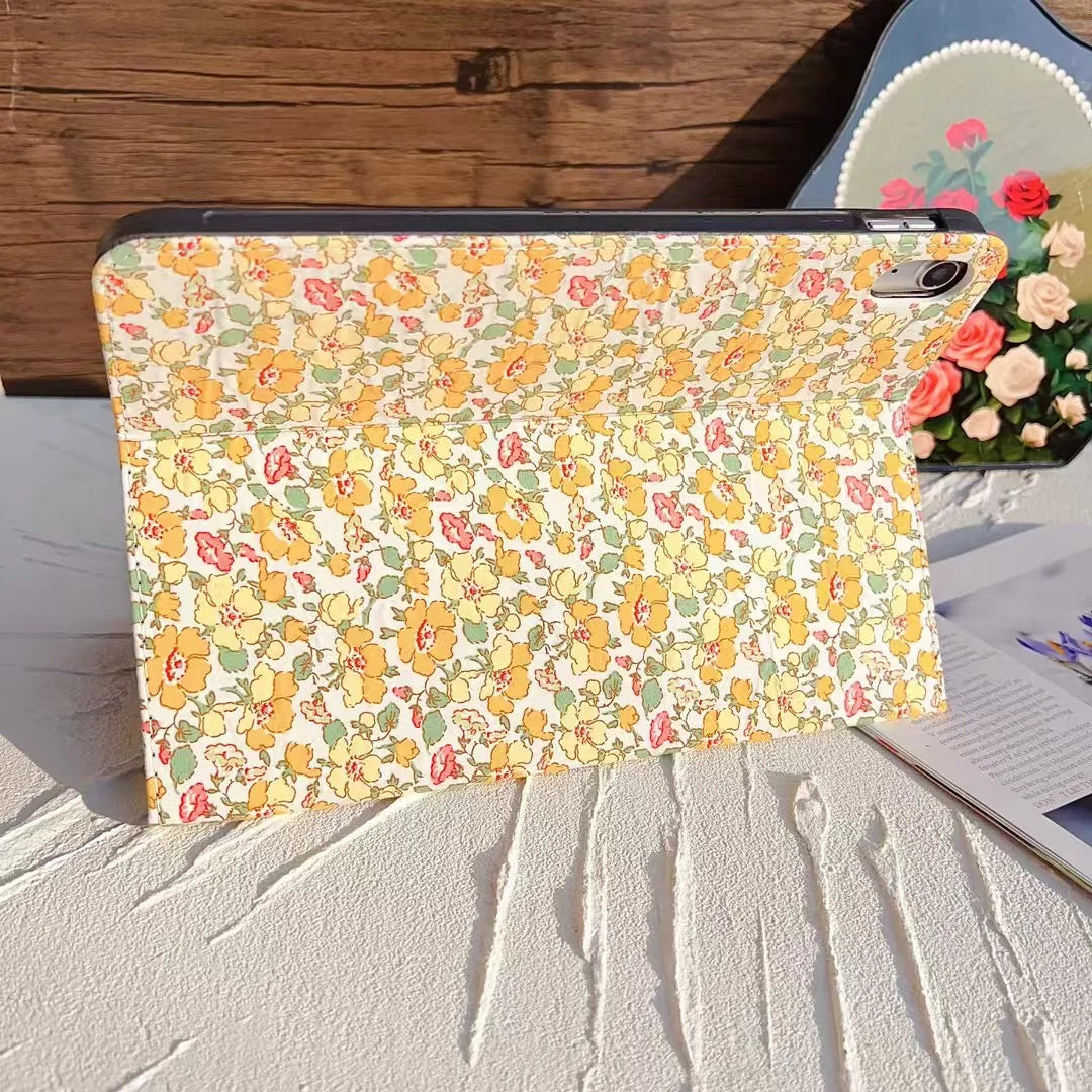 Floral Print iPad Case Quilted Pastel & Vintage Flower Pattern for iPad Case