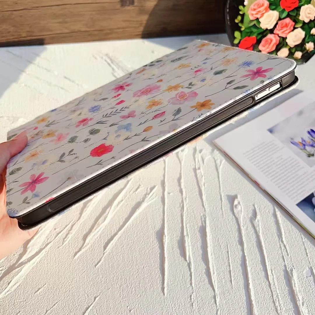 Floral Print iPad Case Quilted Pastel & Vintage Flower Pattern for iPad Case