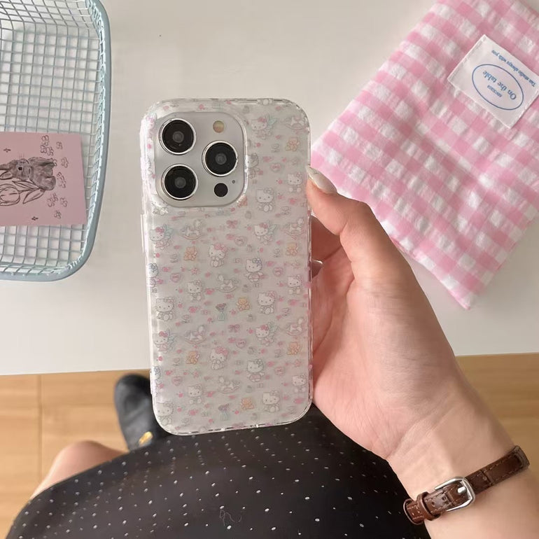 Kitty Pattern Silicon Case For iPhone