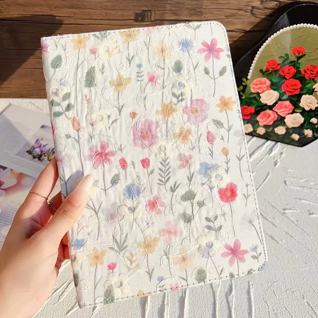 Floral Print iPad Case Quilted Pastel & Vintage Flower Pattern for iPad Case
