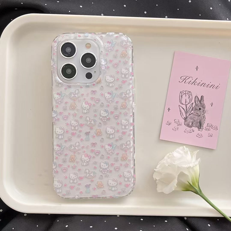 Kitty Pattern Silicon Case For iPhone