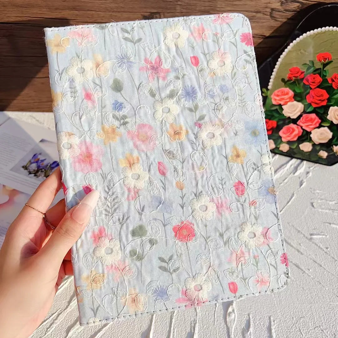 Floral Print iPad Case Quilted Pastel & Vintage Flower Pattern for iPad Case