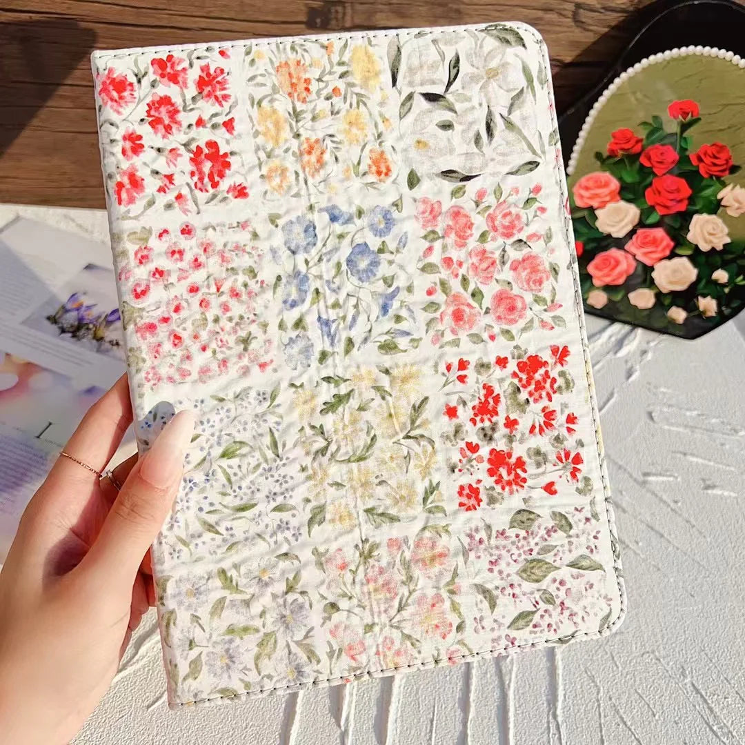 Floral Print iPad Case Quilted Pastel & Vintage Flower Pattern for iPad Case