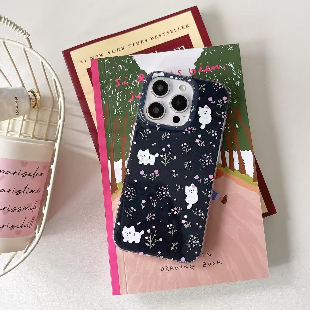 Floral Cat Designer Case For iPhone