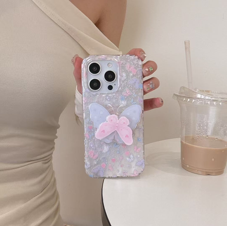 Love Butterfly Silicon Case For iPhone With Butterfly Holder