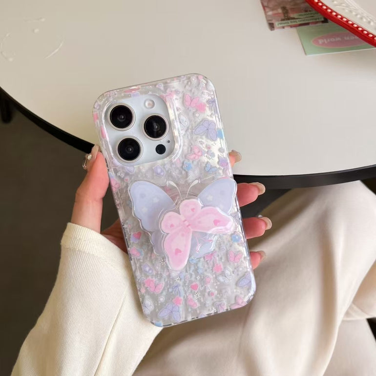 Love Butterfly Silicon Case For iPhone With Butterfly Holder