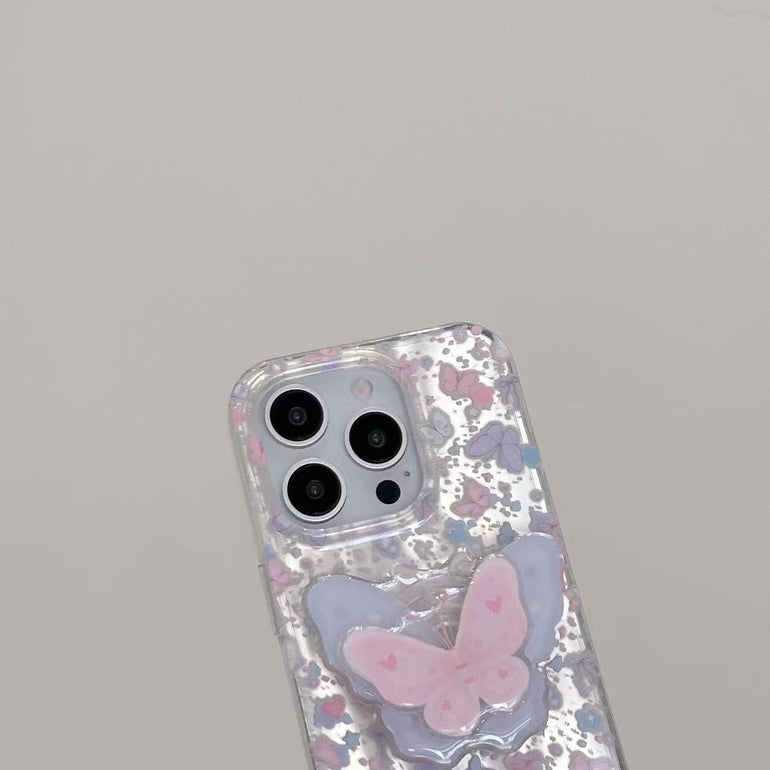 Love Butterfly Silicon Case For iPhone With Butterfly Holder