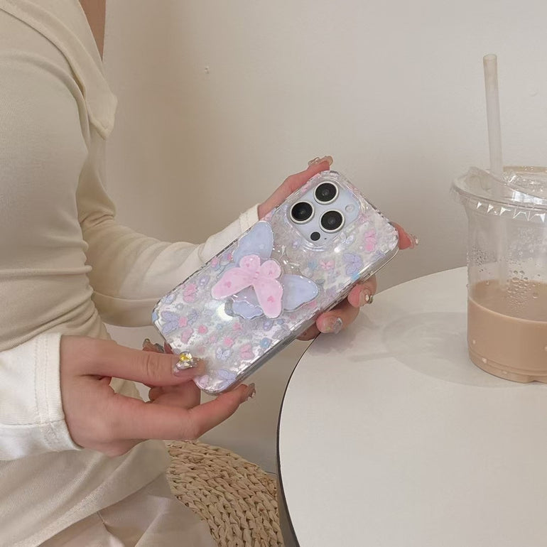 Love Butterfly Silicon Case For iPhone With Butterfly Holder