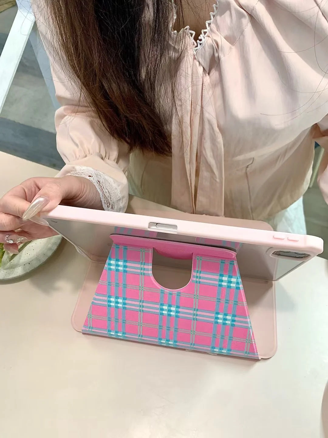 Check Bows Designer iPad Case With Inbuilt iPad Stand