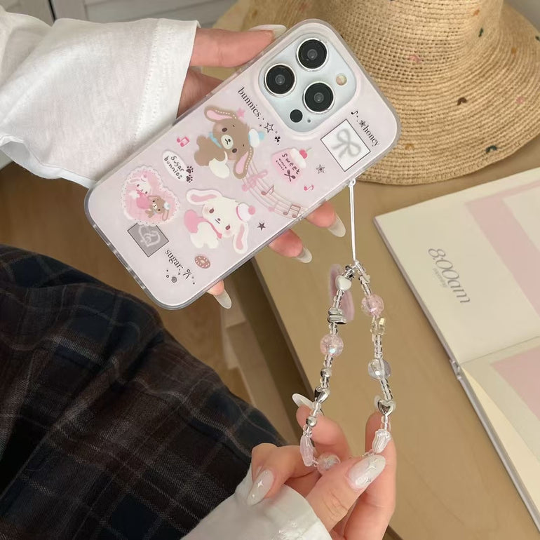 Sweet Bunnies Silicon iPhone Case With Cute Charm