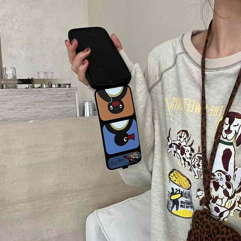 Cute Penguin Flip Style iPhone Case With Inbuilt Phone Holder