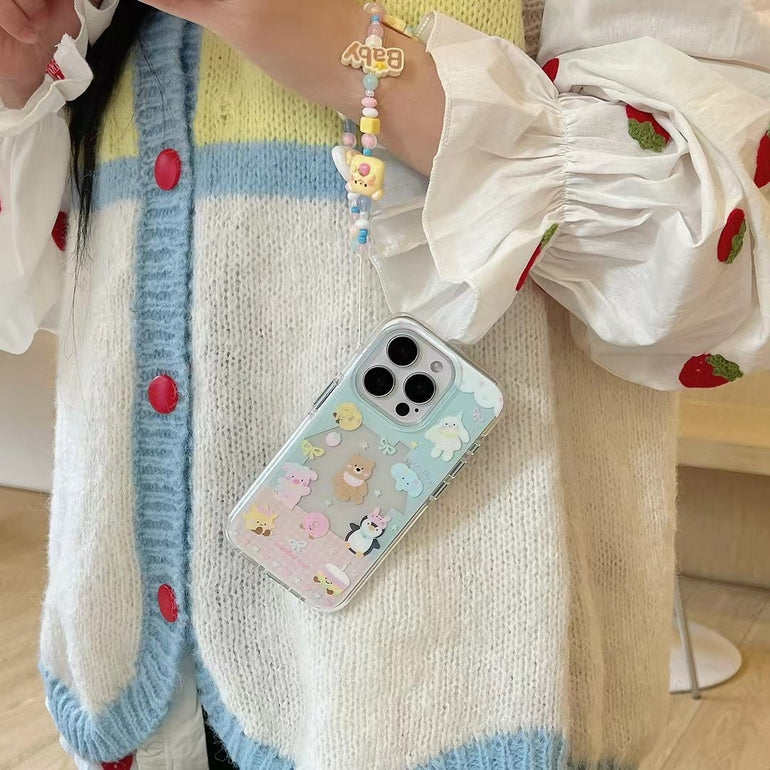 Cute Animal Party Silicon Case For iPhone With Baby Bear Charm