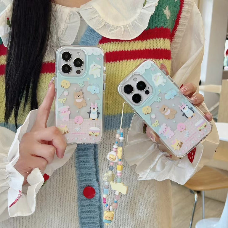 Cute Animal Party Silicon Case For iPhone With Baby Bear Charm
