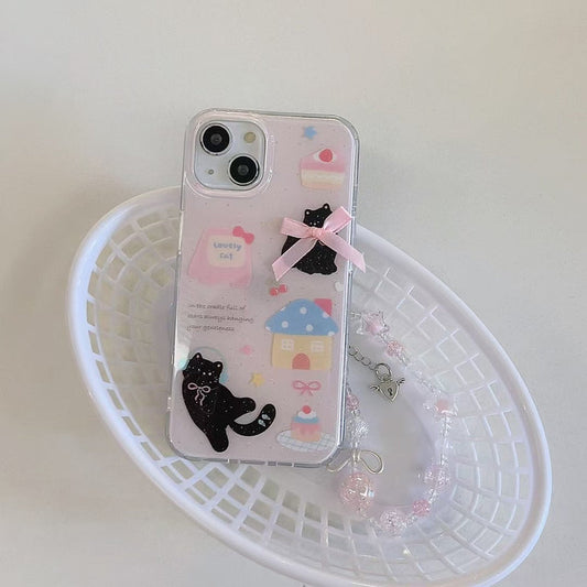 Kitten With Bow Silicon Case For iPhone With Cute Charm